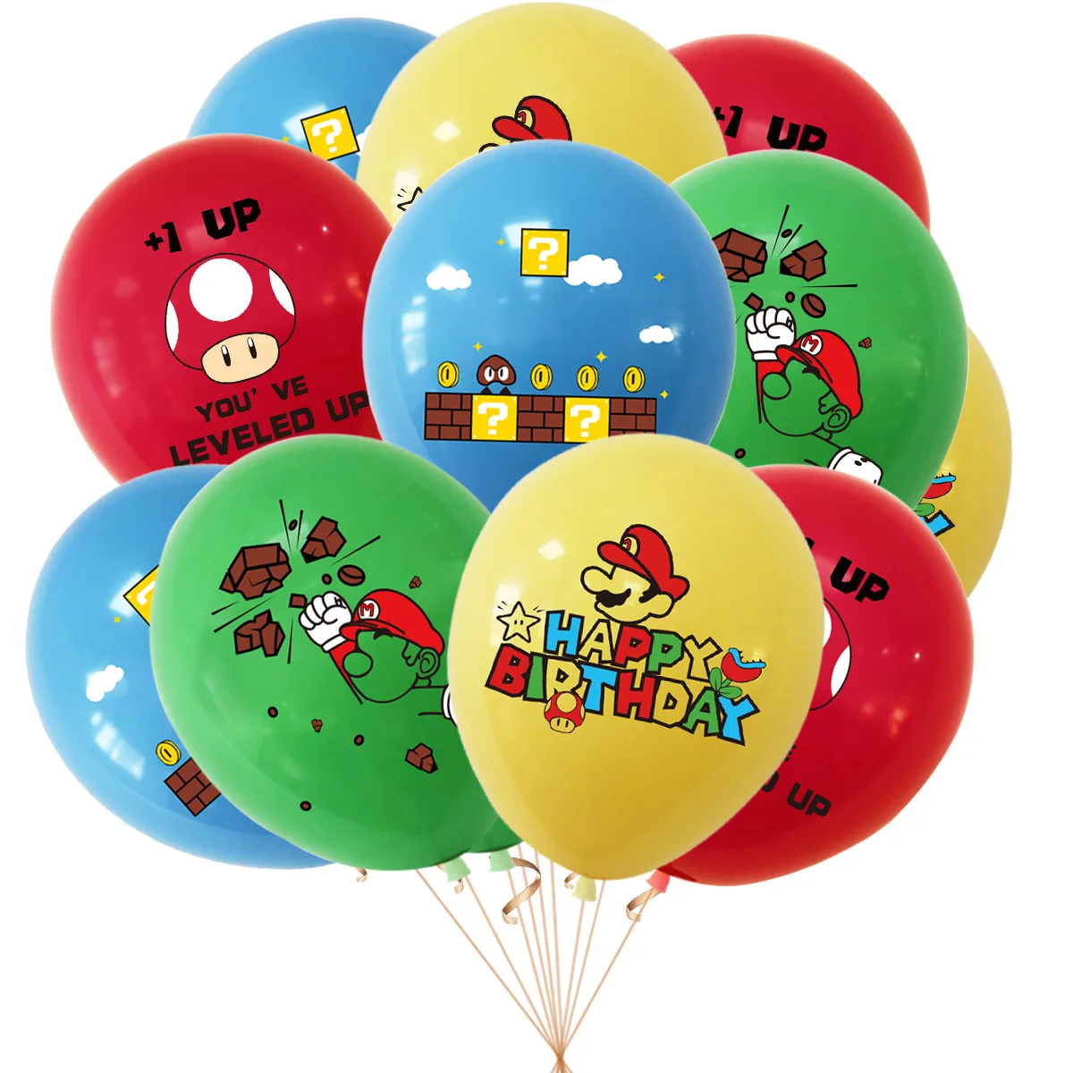 Cartoon Super Mario Birthday Party Supply Disposable Banner Cake Topper Hanging Flag Balloons Mario Set Birthday Decorations