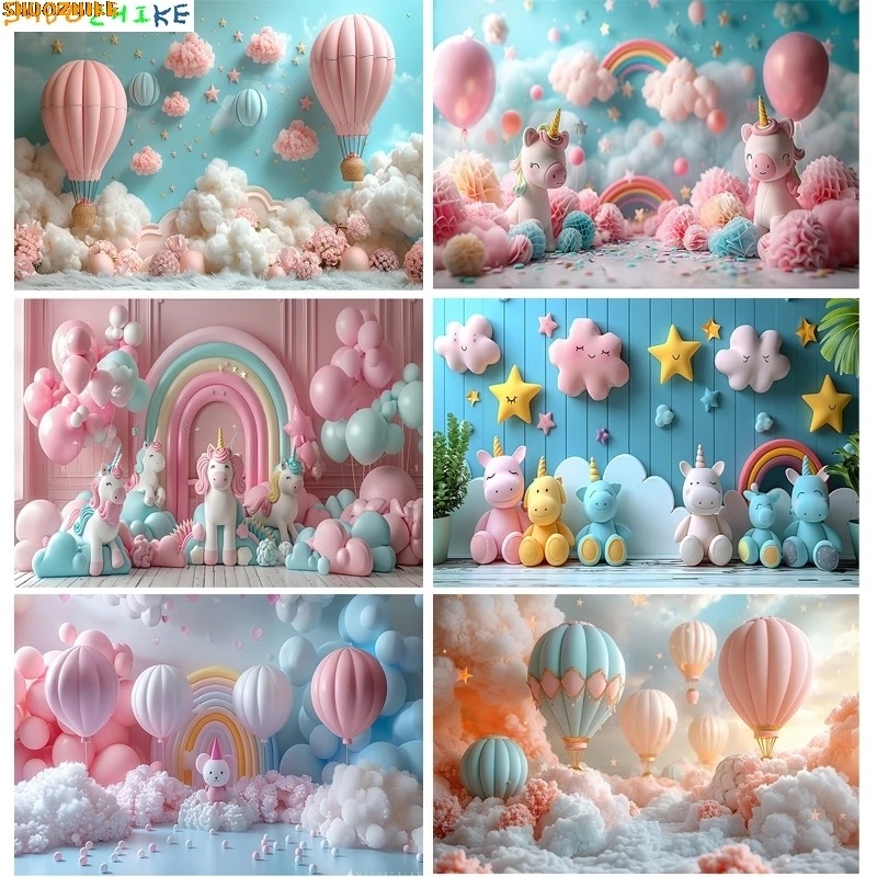 

Blue Gold Birthday Party Photography Backdrops Props Arch Balloons Joyous Candyland Newborn Baby Photo Studio Background TF-05