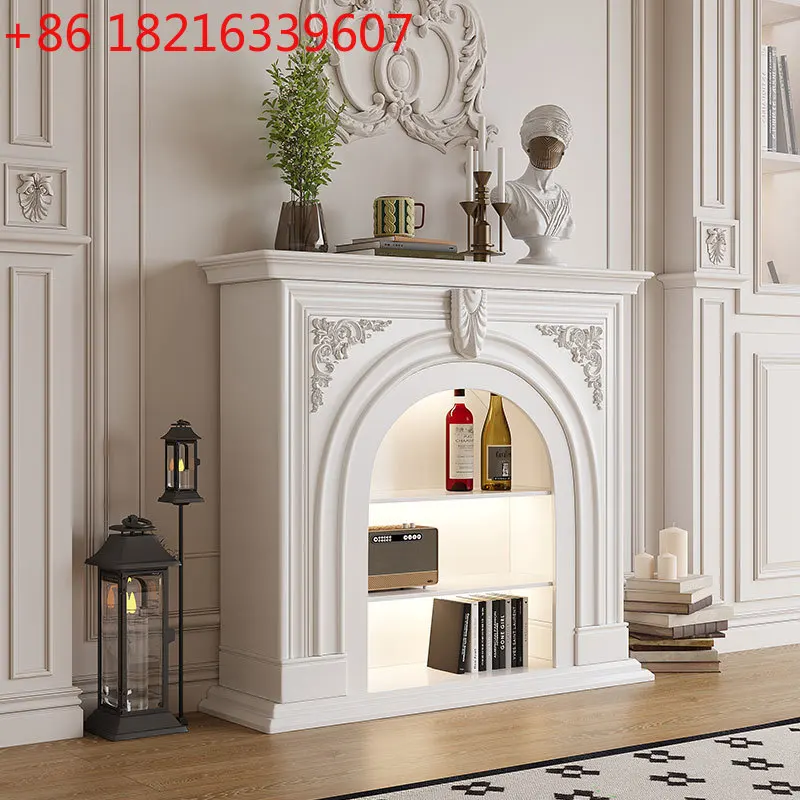 

Французский кремовый стиль, камин из цельного дерева, декоративный шкаф, входной шкаф для гостиной в американском стиле ретро