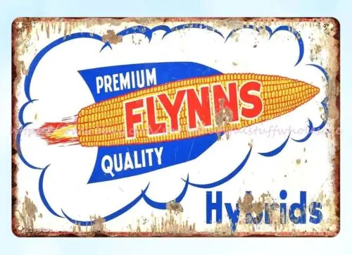 Flynns Hybrids seed corn farm barn agriculture metal tin sign affordable home