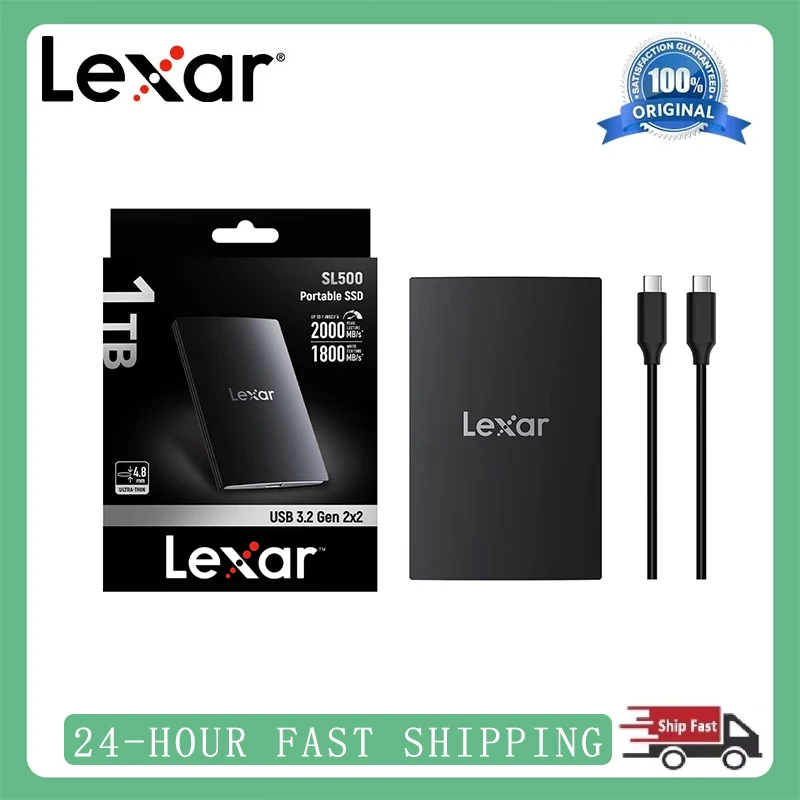 

Lexar SL500 High-Speed Portable SSD USB3.2 Gen2X2 Read 2000MB/s Write 1800MB/s 500G 1T 2T 4T For PC/Camera/Phone/Game machine