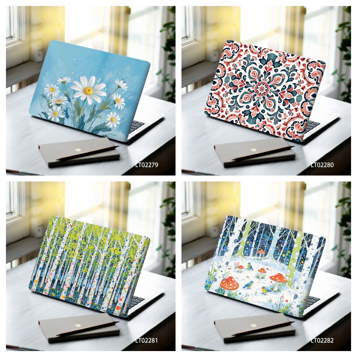 2 PCS Bestseller 3D Flower Stickers for Laptop Aesthetic Self-Adhesive Reusable 15.07x10.82