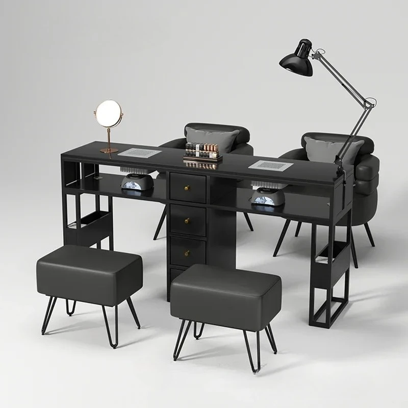 

Black Salon Beauty Aesthetic Salon Desk Manicure Nail Table Manicure Equipment Makeup Storage Furniture Mesas De Manicurista