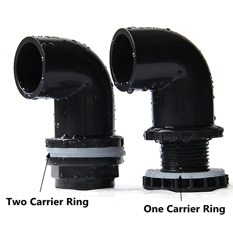 20 25 32 40 50mm Black PVC 90° Elbow Drainage Connector Aquarium Overflow Joints Water Inlet Outlet Supply Pipe Drain Fittings