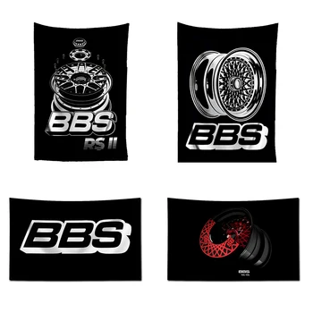 Ft BBS 스포츠 깃발 레이싱 카 깃발, 폴리에스터 디지털 인쇄 배너, 차고 벽 문짝 장식, 황동 그로밋 포함
