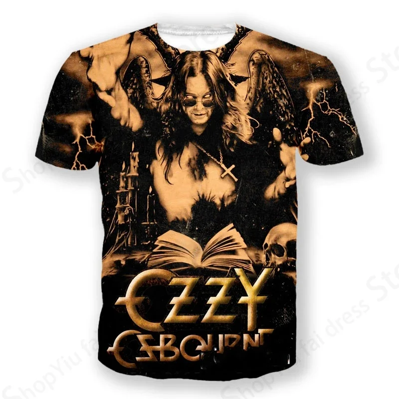 Rock Ozzy Osbourne 3D-Druck Sport Schnelltrocknendes, atmungsaktives Herren-T-Shirt Hip-Hop Street Music Kurzarm-Prent-Kind-Kleidungsoberteil