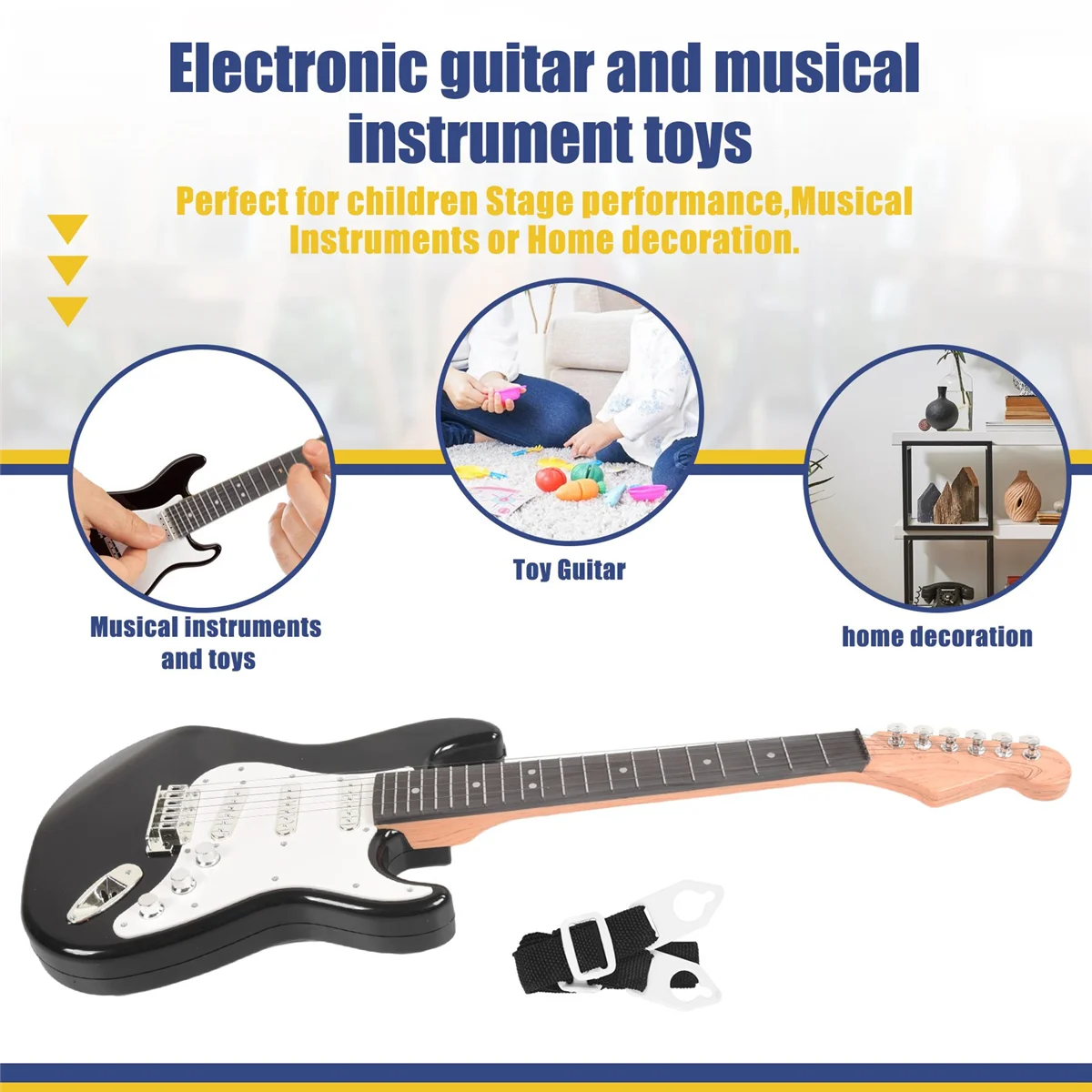 Guitarra elétrica com 6 cordas para crianças, Instrumentos musicais, Brinquedos educativos para crianças