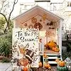Fall Pumpkin Welcome Garden Flag 12.5x18 Inch Double Sided,Autumn Football Milk Tea Outdoor Seasonal Burlap Thanksgiving Day jjp