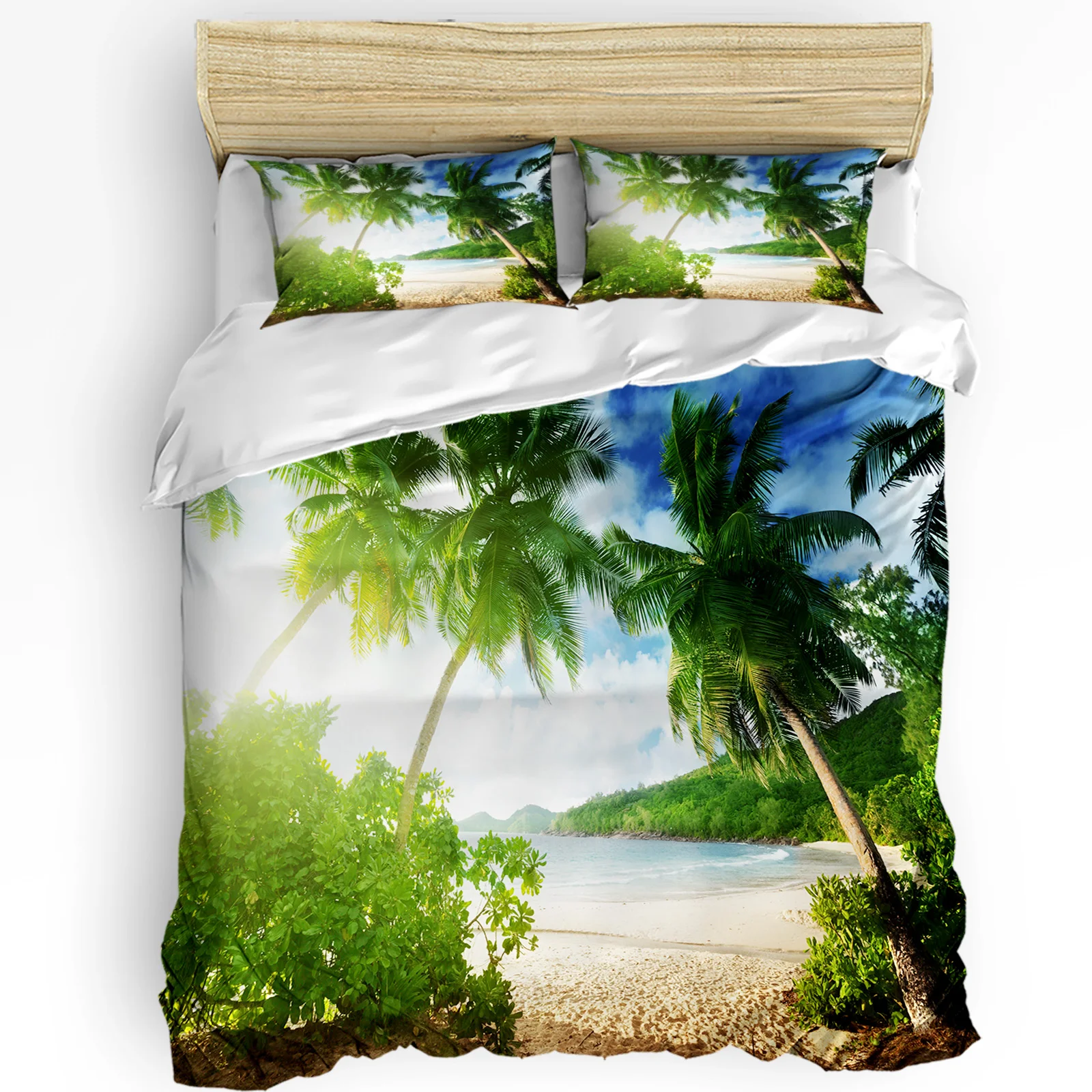 

Tropical Beach Island Bedding Set 3pcs Boys Girls Duvet Cover Pillowcase Kids Adult Quilt Cover Double Bed Set Home Textile