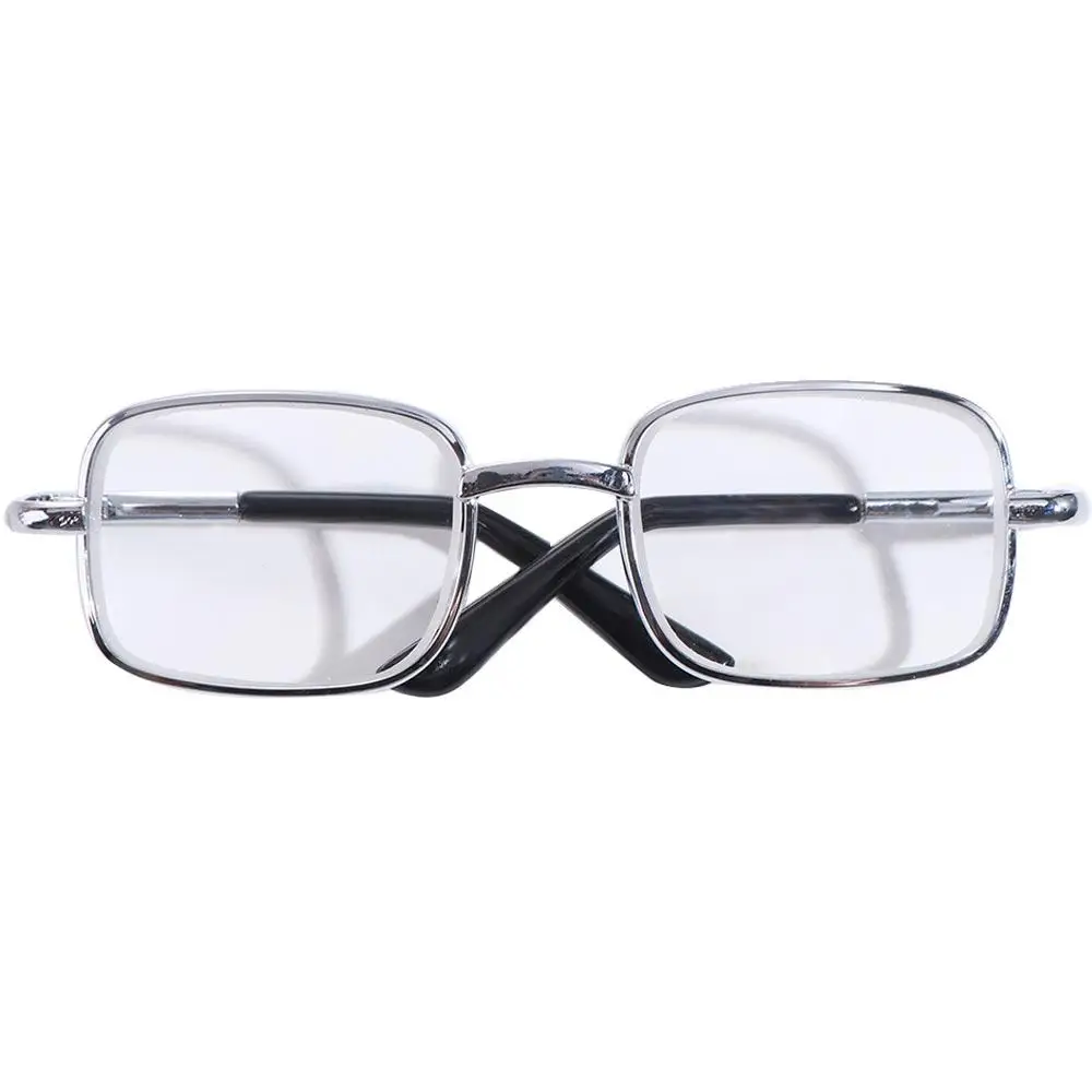 Accessoires de photographie : Lunettes en coton préppy de 8,5 cm, lunettes en coton argentées adorables, lunettes carrées de dessin animé, lunettes d'idole