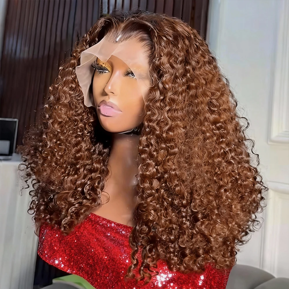 

250 Плотность Коричневый Оранжевый Глубокая Волна 13x4 Бесклеевой Парик Фронта Шнурка Вьющиеся Цветные Прозрачные 13x6 HD Кружевные Фронтальные Человеческие Волосы Remy