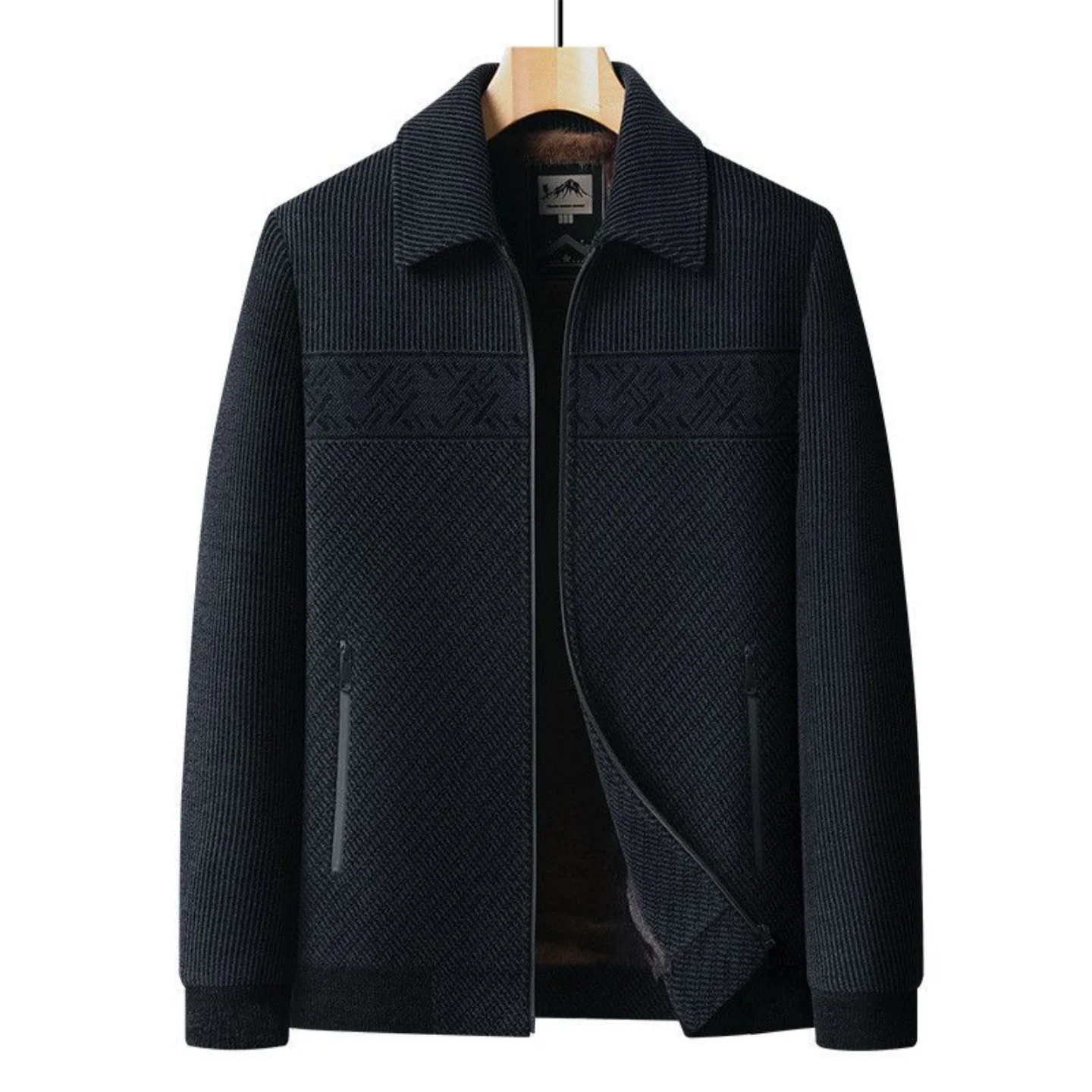 

Утепленная мужская куртка из флиса, теплая зимняя повседневная одежда для мужчин среднего возраста, с полной застежкой на молнии, полиэстеровая подкладка, на молнии.