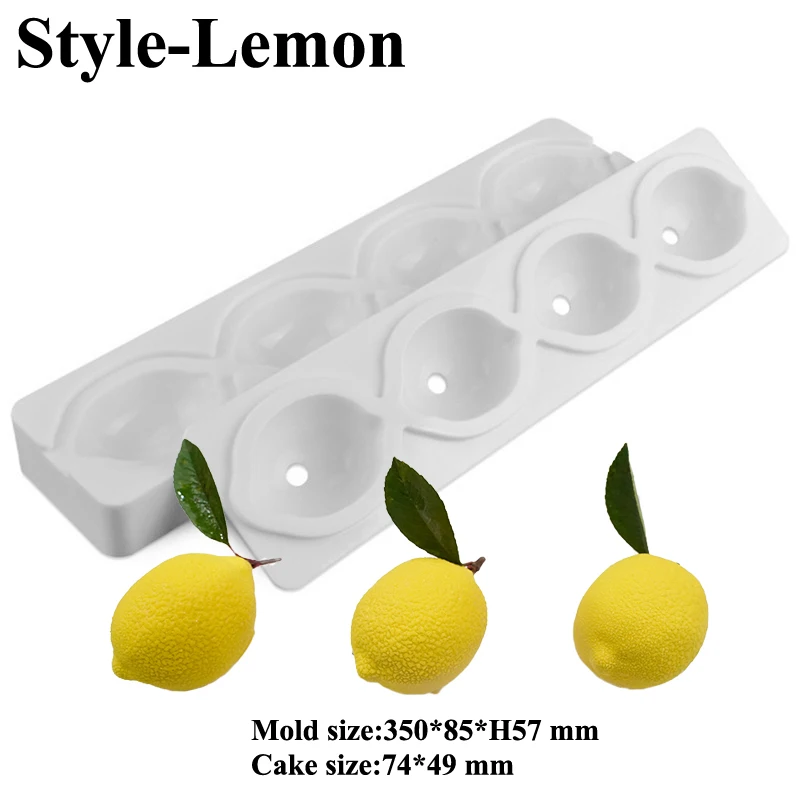 Fruits Design Silicone Cake Moulds Mango or Lemon Shaped Mousse Cake Molds Kitchen Food Grade Bakeware Dessert Decorating Tools