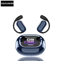 2024 New Ear Hanging LCD Full Color Screen Bluetooth 5.4 Earphones Open Non In Ear Earbuds Sports Wireless IPX5 ENC Headphones