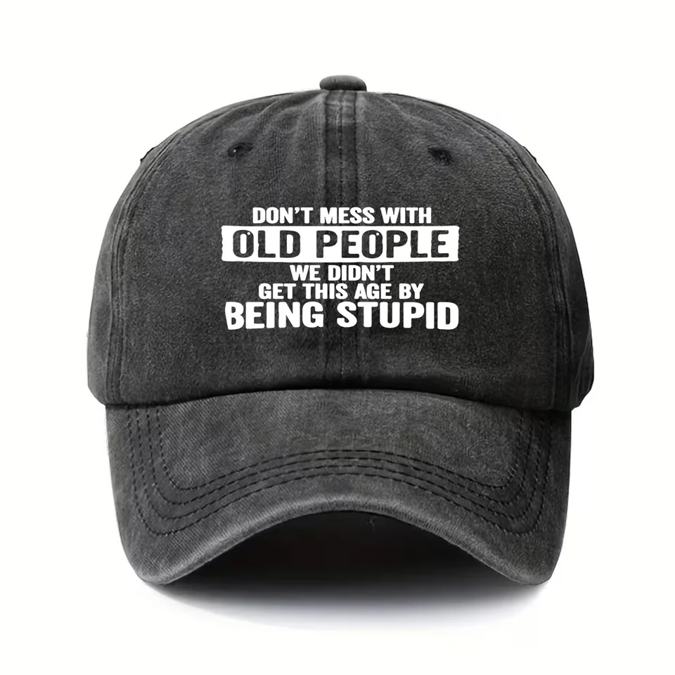 Stylish Washed Distressed Baseball Cap with Slogan