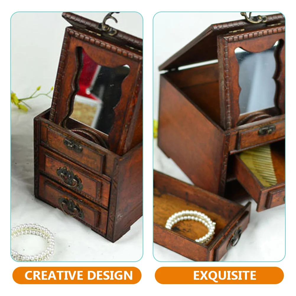 

Деревянная шкатулка, винтажный контейнер для хранения ювелирных изделий, ретро шкатулка для безделушек для женщин, органайзер для ювелирных изделий, декор туалетного столика
