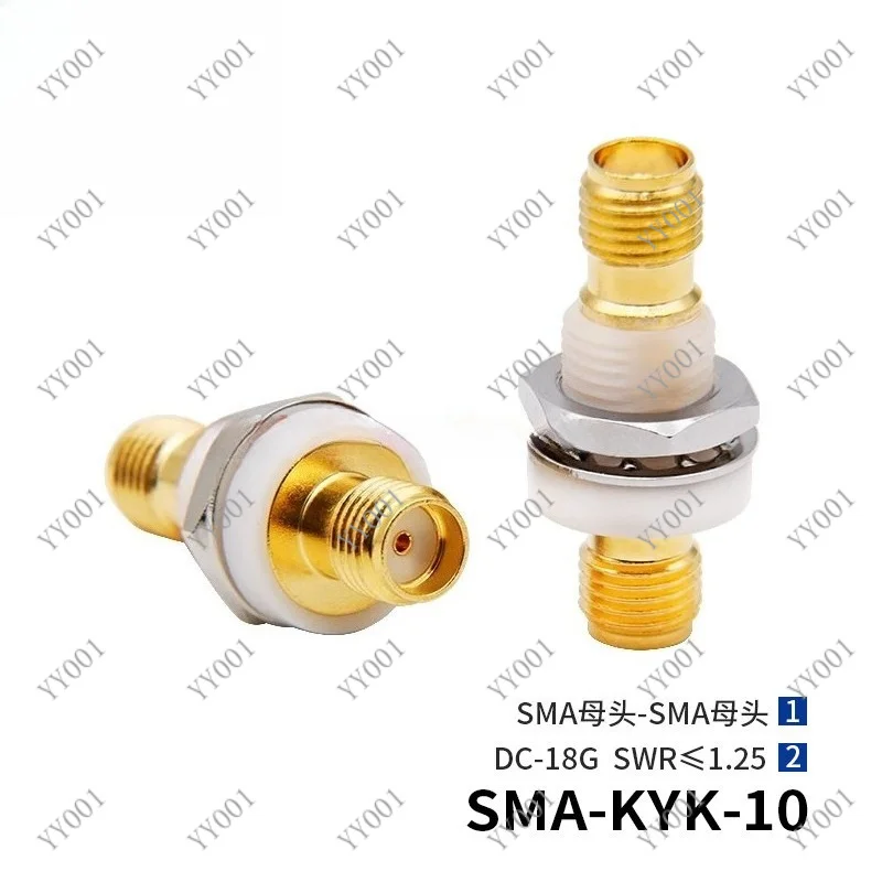 

SMA-KYK-10 Plastic Molded RF Adapter, SMA Female to Female Bulkhead Insulated Connector DC-18GHz