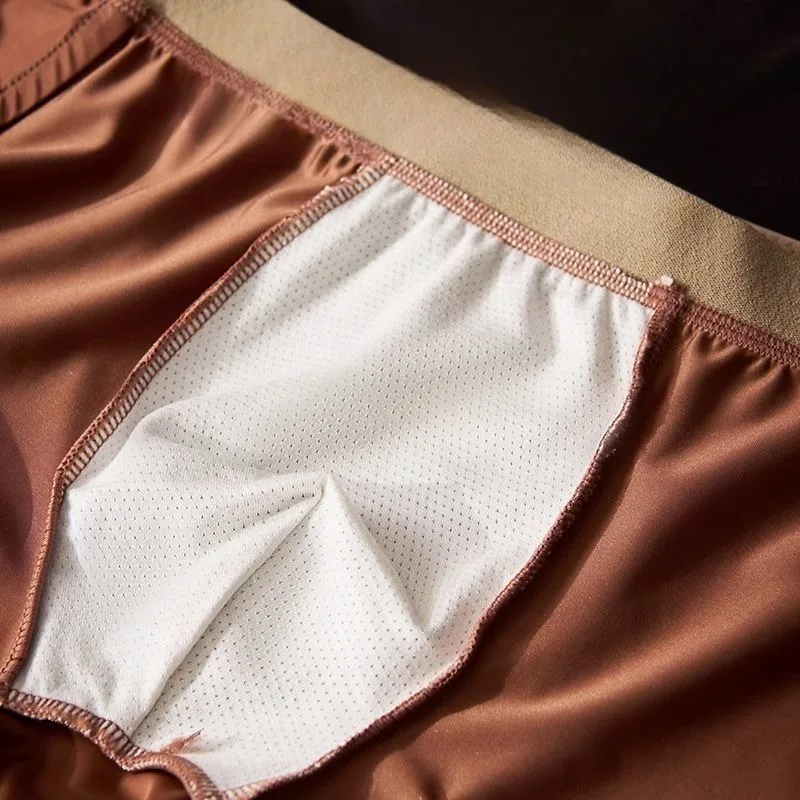 Cold Silk Cool Feeling Satin Men's Underwear Men's Ice Silk Breathable New Sports 10A Bacteriostatic Silk File Boxers Quick-dry
