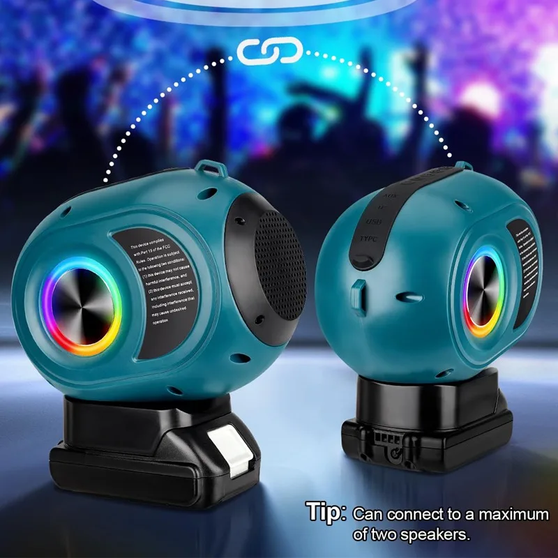HAKSINKY Portable High-Definition Sound System Wireless Bluetooth Speaker for Makita/Bosch/Milwaukee 18V Battery for Home Party
