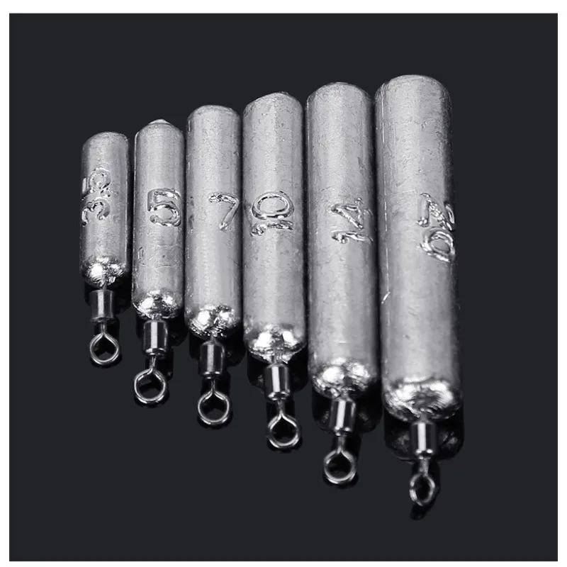 15-teiliges Set Meeresangel-Zubehör, Drop-Shot-Sinker 3,5g/5g/7g/10g/14g/20g, Zylindrische Röhrenbleie, Metall-Jig-Anhänger