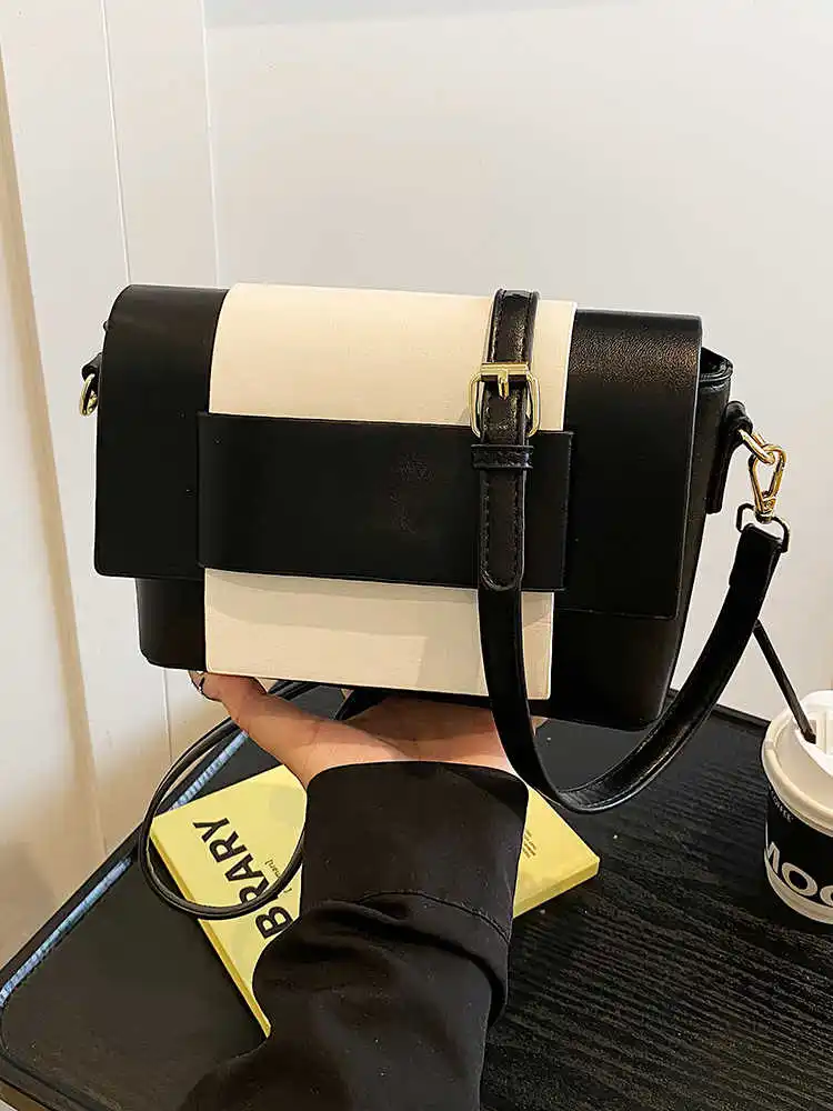

Fashion Color Contrasting Commute Small Square Bag New Design Sense Tofu Crossbody Bags Simple Versatile One Shoulder Bag