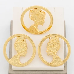 Exquisite Trendy Women Earring Rings 18K Gold Plated Jewelry Set Luxury Fashion Female Party Bridal Wedding Anniversary Gifts