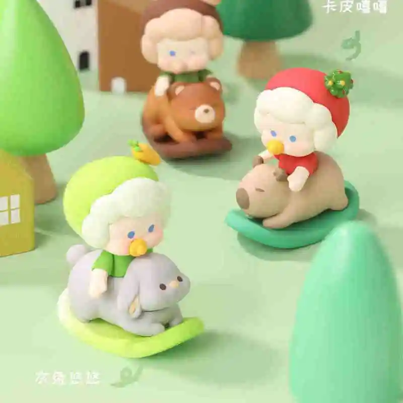 Nororo الكيوي الموسيقى هزة سلسلة صندوق أعمى 1.0 يدوية الصنع لطيف دمية صغيرة سطح المكتب الحلي مفاجأة هدية للفتيات