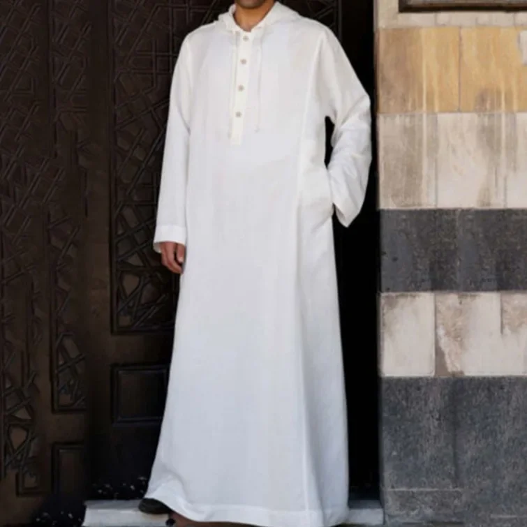 Mężczyźni Prosty Długi Styl Muzułmański Sukienka Abayas Długi Robe Saudi Striped Abaya Marokański Caftan Islam Dubaj Arabski Muzułmanin 2024 S-5XL