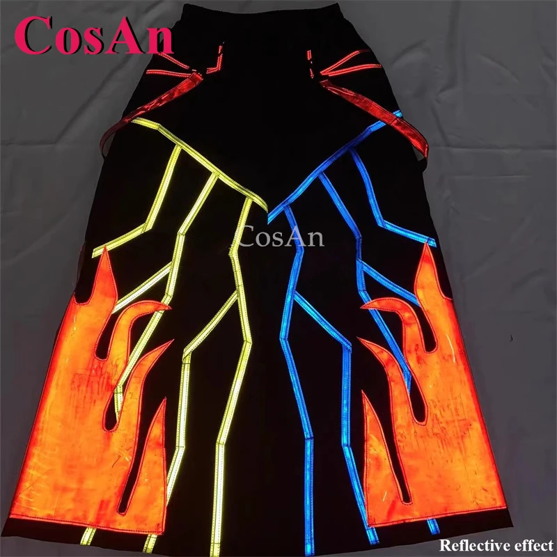 

CosAn Классические брюки для танцев с призраком, брюки Reaper Phat с пламенным узором, брюки Melbourne Shuffle, прямые брюки, светоотражающие брюки