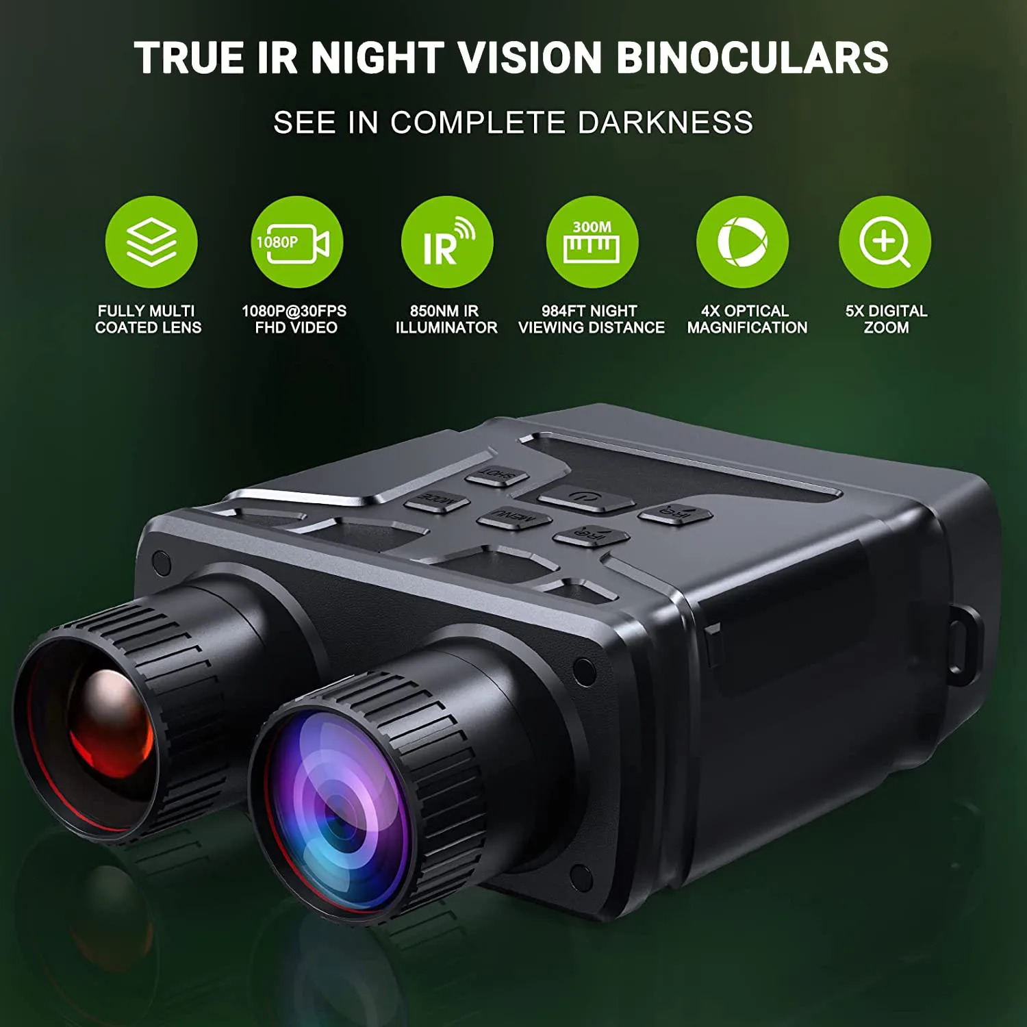 Binoculars Night Vision Device 850nm Infrared 1080P HD 5X Digital Zoom Hunting Telescope Outdoor Day Night Dual Use 300m