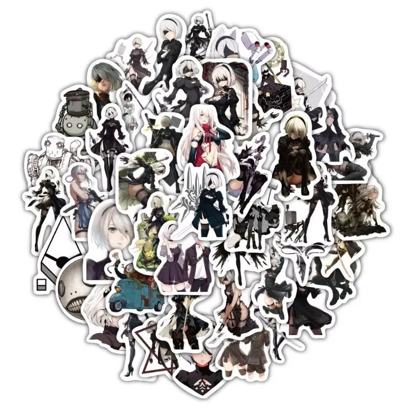 60Pcs/Set Anime NieR Mechanical Era Graffiti Stickers Cartoon Characters Phone Laptop Handbook Skateboard DIY Sticker Decal Toy