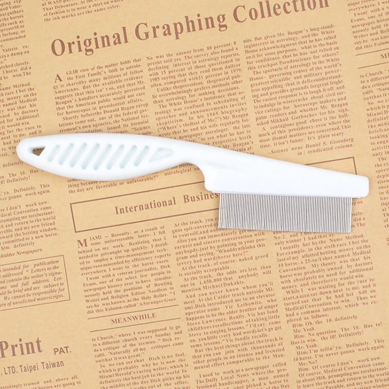 Peine de eliminación de Piojos para perros y gatos, peine de acero inoxidable con cabeza de Metal, antipulgas y dientes densos, herramienta de limpieza del pelo de mascotas