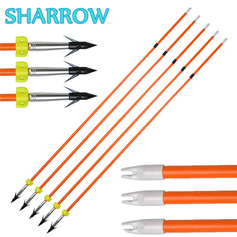 

6/12Pcs 32" Bowfishing Arrows Hunting Points Tips Safety Slides Fishing Arrow for Archery Camping Shooting Fishing Accessories