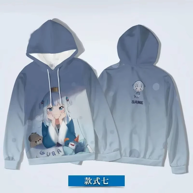 Gawr Gura Kawaii Girls Women 3d print Hoodies Casual Harajuku Men's Autumn Winter Anime Warm kids Sweatshirts Oversized Hooded