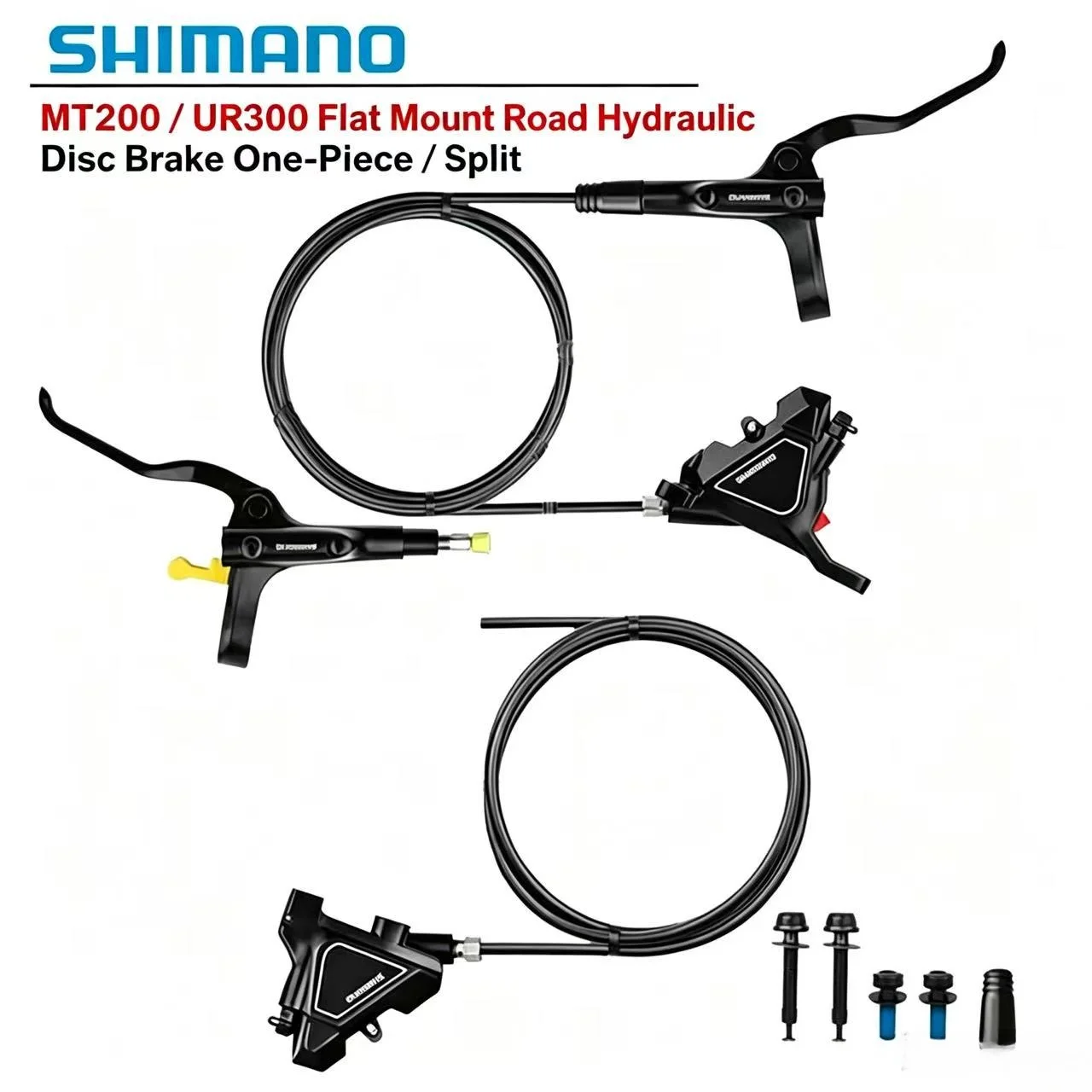 Shimano BL-MT200/BR-UR300 Hydraulic Disc Brake Kit Flat Mount Internal Routing for Flat Bar Road And City Bicycle
