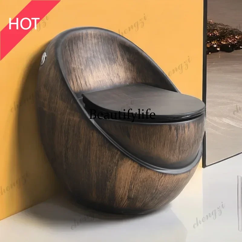 Household bathroom colored egg-shaped toilet large diameter siphon deodorant and anti-freezing toilet