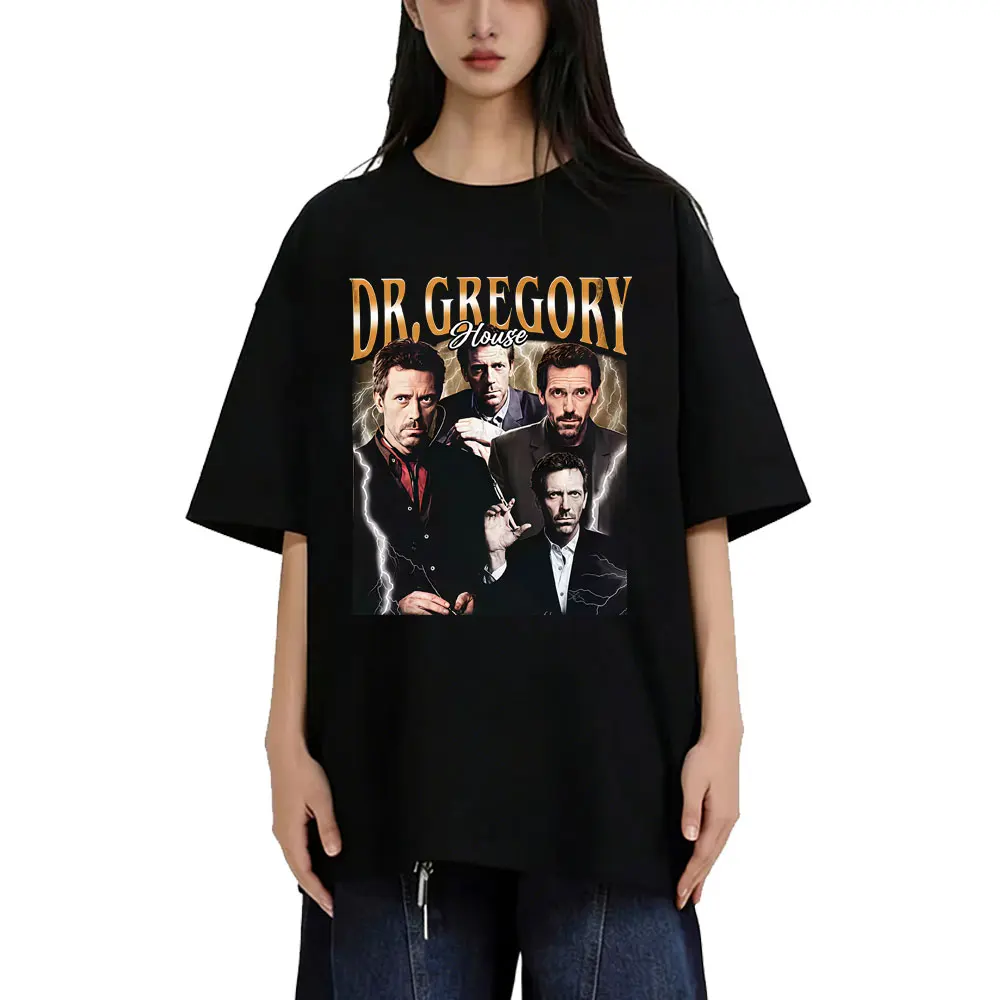 Dr Gregory House MD Graphic T-shirt Men Women Casual Funny Vintage T-shirts Male 100% Pure Cotton Oversized Short Sleeve T Shirt