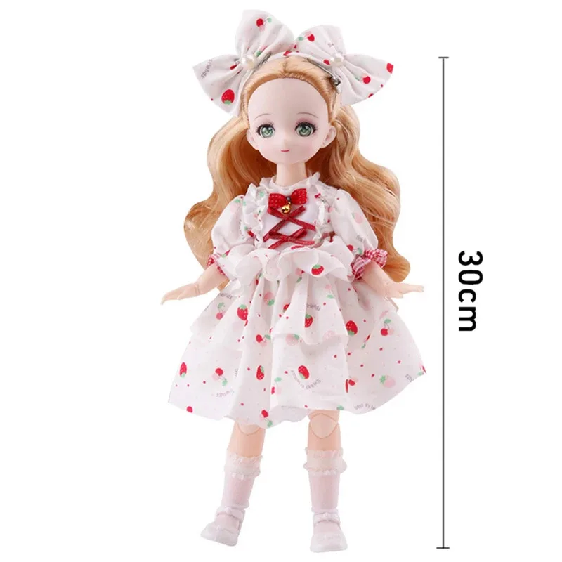 12 Polegada 30 cm bjd anime boneca crianças meninas 4 a 16 anos casa de bonecas acessórios saia chapéu cocar com roupas vestir-se brinquedos diy