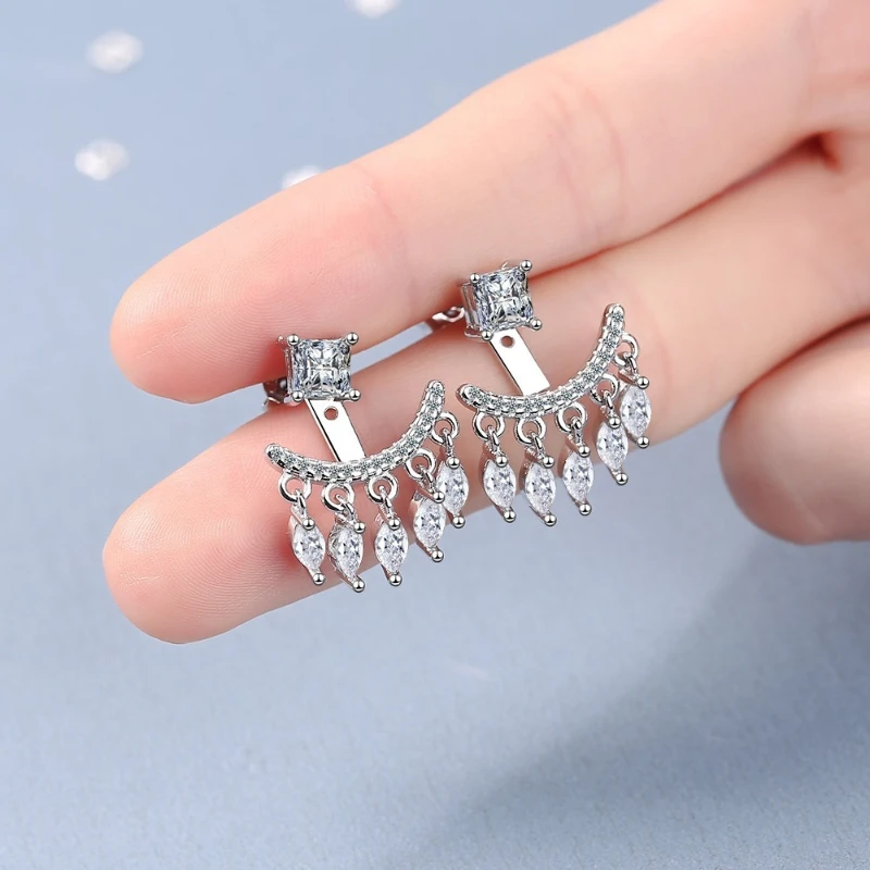 Neue 925 Sterling Silber 4ct Moissanit Ohrringe für Frauen Exquisite Freundin Hochzeit Verlobung Schmuck Mode Party Geschenk