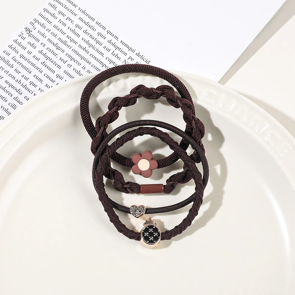 4 teile/satz Frauen Mädchen grundlegende Haar bänder einfache einfarbige elastische Stirnband Pferdes chwanz Halter Haar gummis Haarschmuck Ornamente – Detail 11