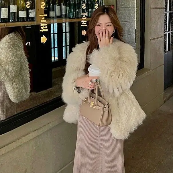 Faux Fur Coat 2023 Autumn/Winter Fur Coat Women New High Imitation Fox Fur Fake Fur Short Coat Korean Fashion Women Jacket C08