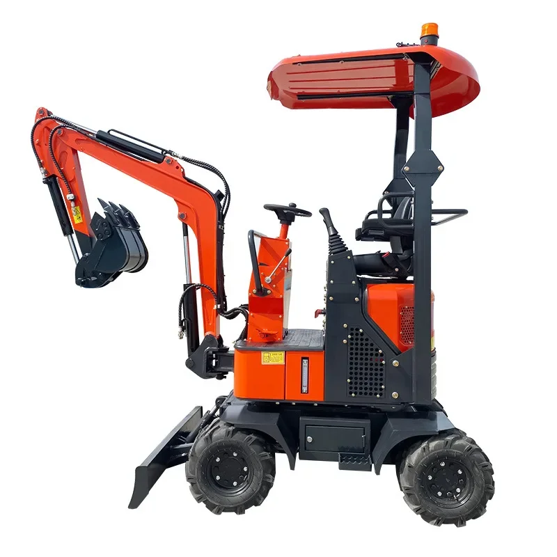 Wheeled Mini Excavator Engineering Agricultural 4-wheel Mini Excavator 4-wheel Soil Breaking and Pushing Wheel Mini Excavator