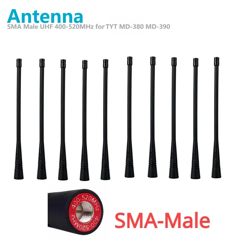 10pcs UHF 400-520MHz SMA-M Antenna Soft Rubber Antenna for TYT MD-380 MD-390 MD-446 MD-280 TH-UV8R UVF9D F8 F5 F7 TH-F1 TC-3000A