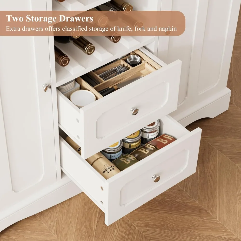 خزانة مخزن طويلة بطول 70 بوصة، وخزانة مطبخ مع حامل ميكروويف، وخزانة تخزين المطبخ الحديثة مع درجين ورف النبيذ المدمج