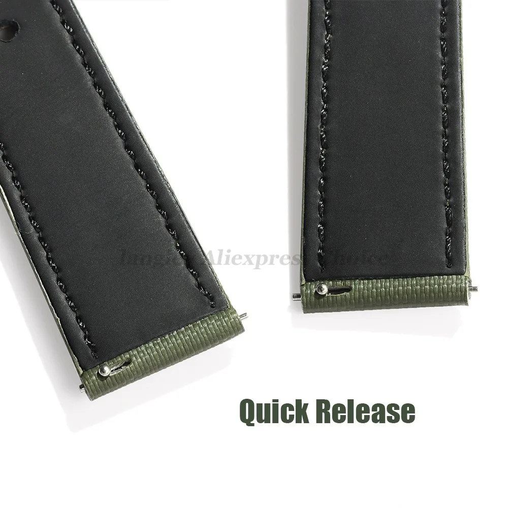 Correa de reloj de cuero y nailon Sailcloth para Omega Blancpain para pulsera de negocios Seiko 22mm 20mm correa de costura con hebilla de mariposa