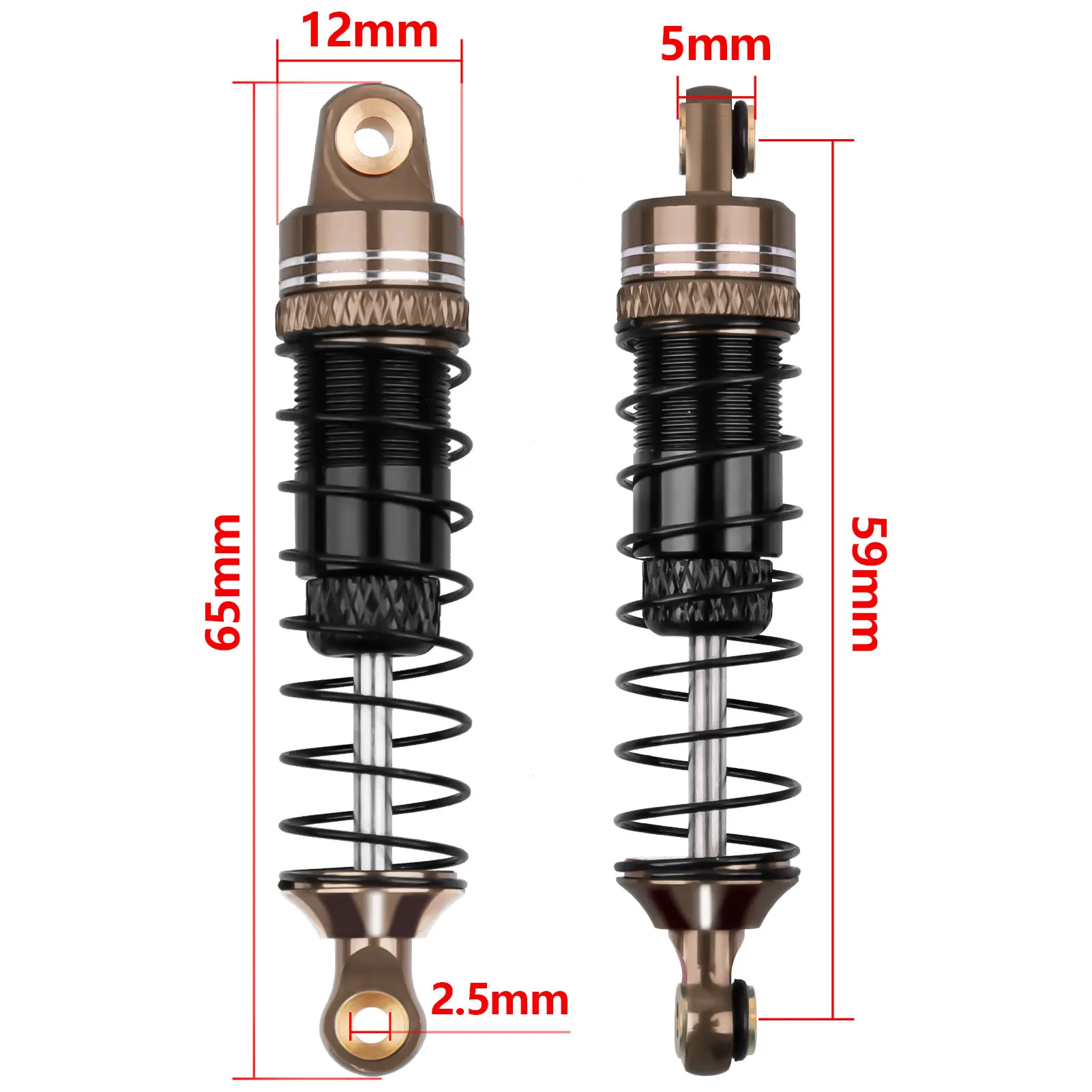 HobbyPark Long Travel Aluminum 59mm RC Shocks Threaded Oil Damper for TRX4M Trx4MT 1/18 Replaces 9764 Upgrade