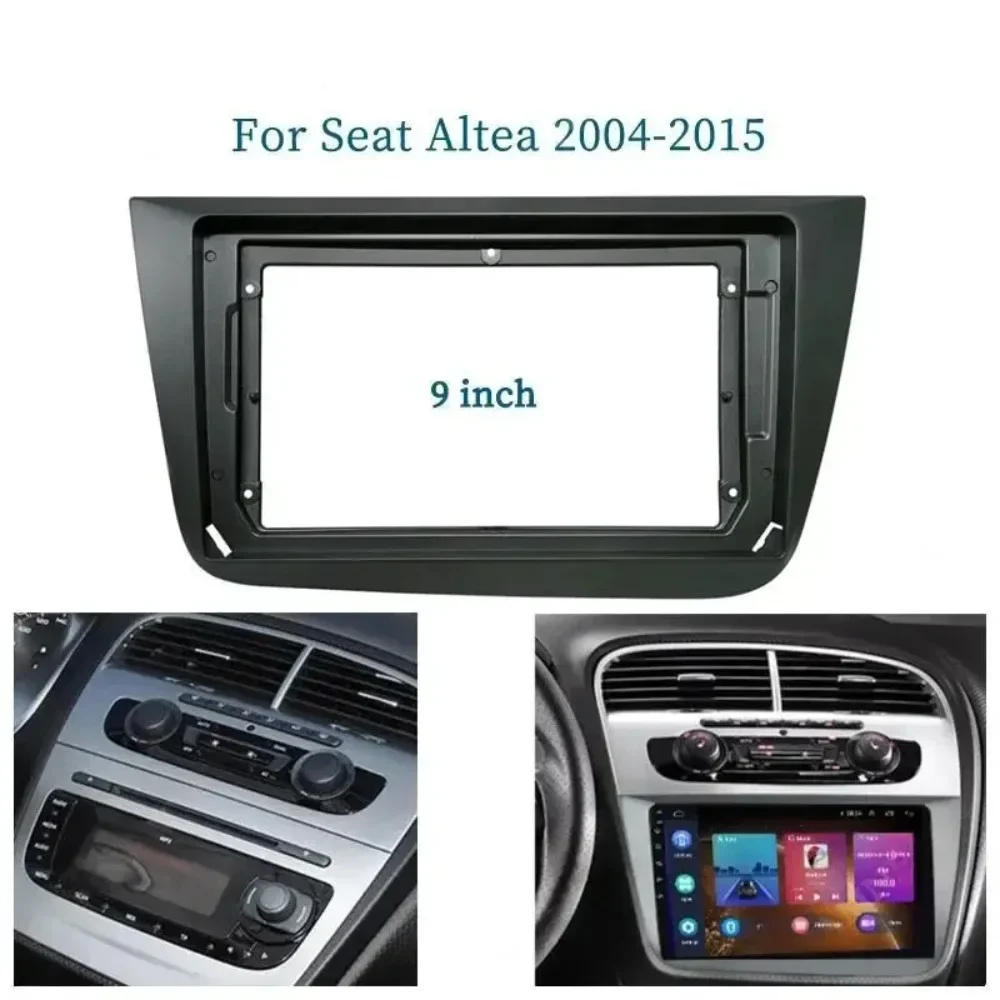 For Seat Altea 2004-2015 9 Inch Car Frame Fascia Adapter Canbus Box Decoder Android Radio Dash Fitting Panel Kit