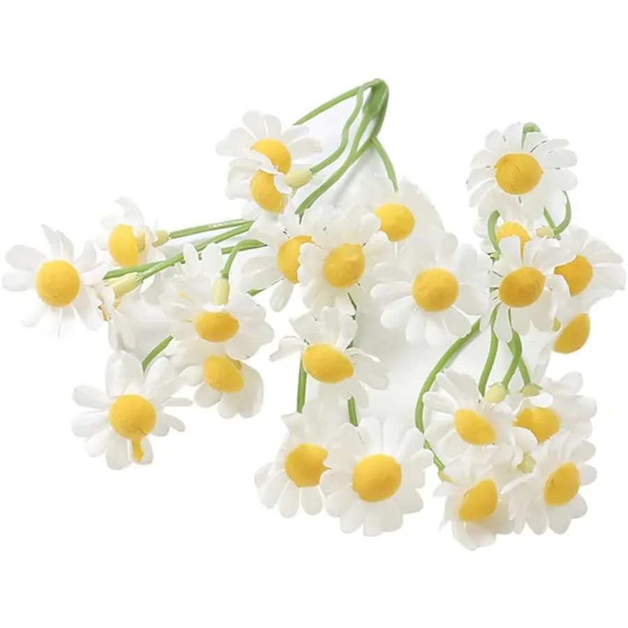 

25 связок, мини-искусственные маленькие цветы ромашки, искусственные весенние цветы, декоративные искусственные цветы с стебельями, украшения для дома, белые