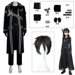 Anime Sword Cos Kirito Kazuto Kirigaya Cosplay Costume Wig Art Online Jacket Shirt Pants Custom Size Outfit for Women Men
