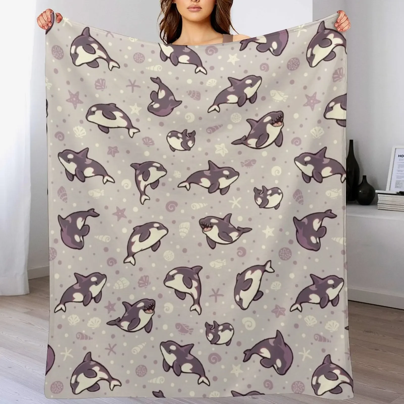 Jelly bean orcas Throw Blanket Soft Sherpa Fleece Warm Blanket for Winter